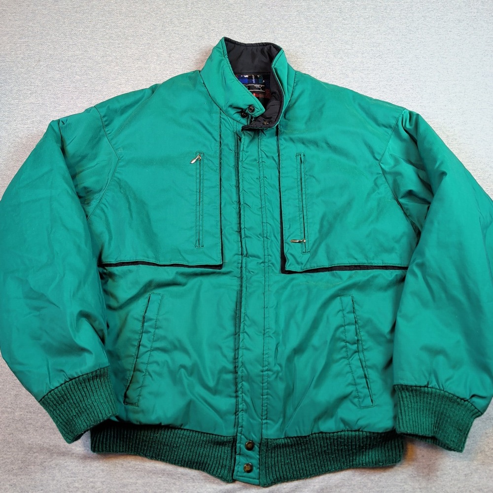 Vintage Lobo by Pendleton Green Thinsulate Plaid Lined Bomber Jacket Mens Large